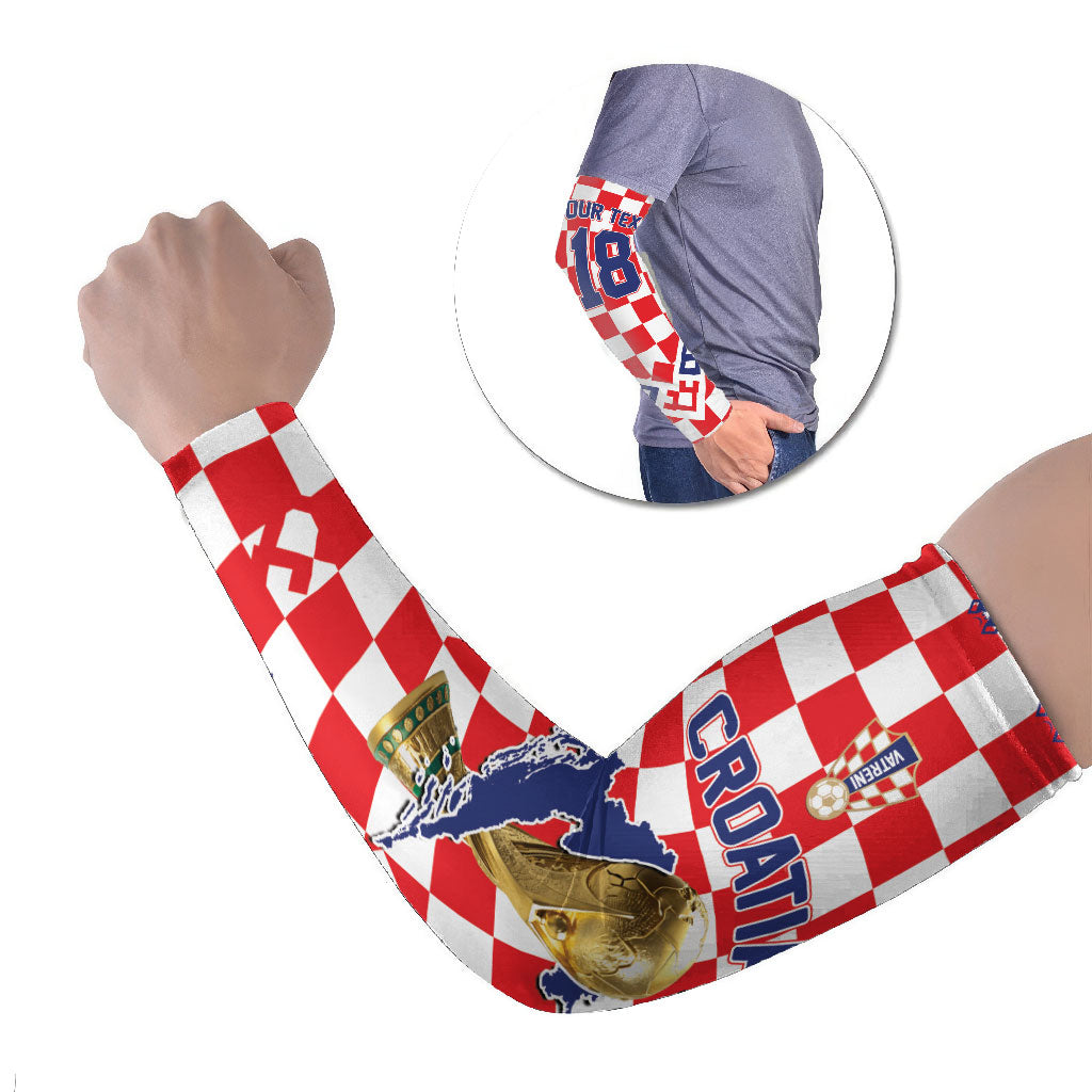 Custom World Football Croatia Arm Sleeves Fearless Red Check Power