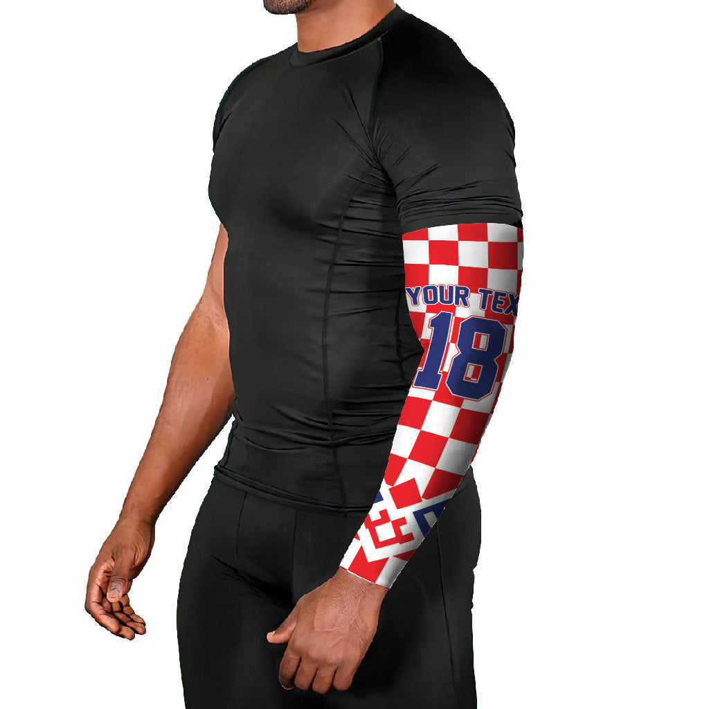 Custom World Football Croatia Arm Sleeves Fearless Red Check Power