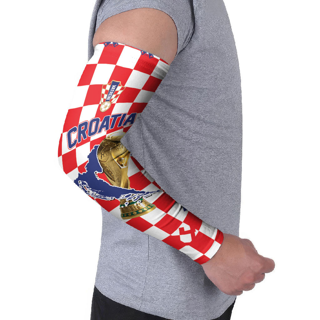 Custom World Football Croatia Arm Sleeves Fearless Red Check Power
