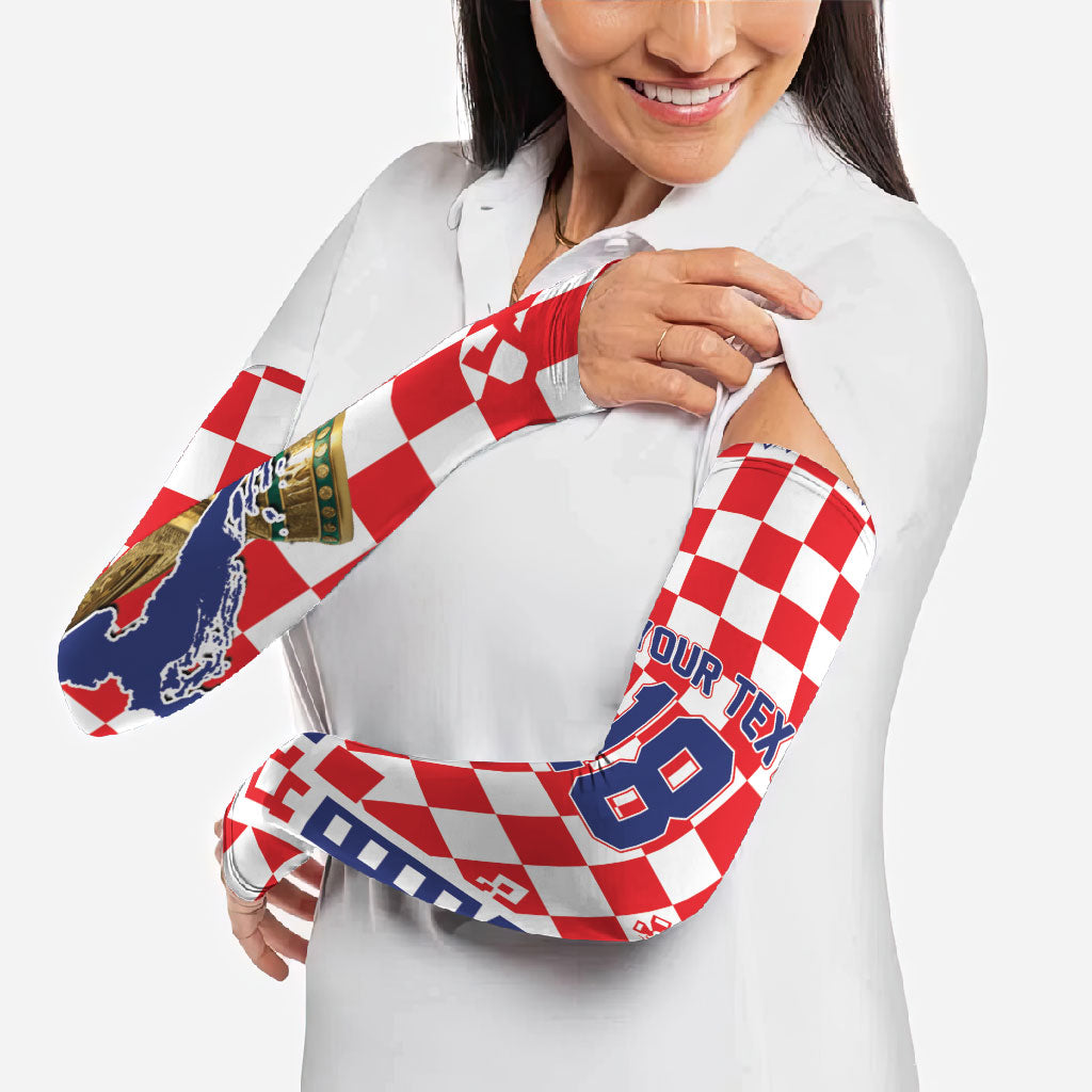 Custom World Football Croatia Arm Sleeves Fearless Red Check Power