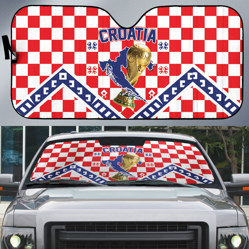 World Football Croatia Auto Sun Shade Fearless Red Check Power