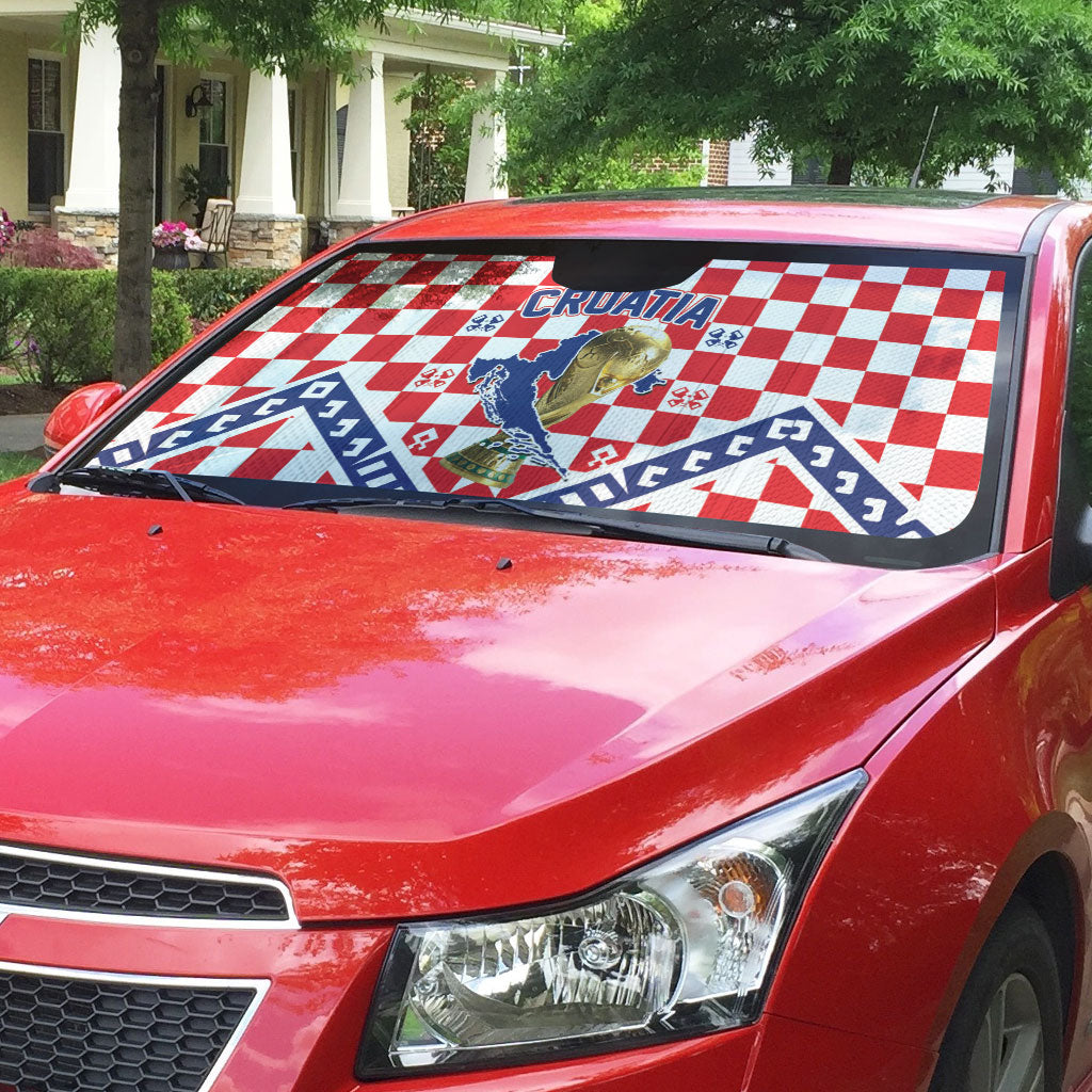 World Football Croatia Auto Sun Shade Fearless Red Check Power