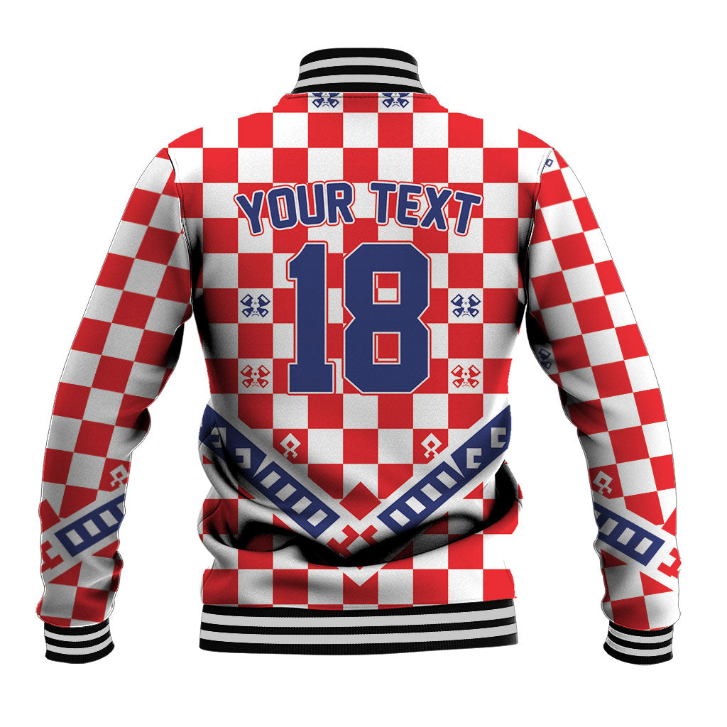 Custom World Football Croatia Baseball Jacket Fearless Red Check Power