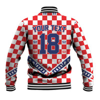 Custom World Football Croatia Baseball Jacket Fearless Red Check Power