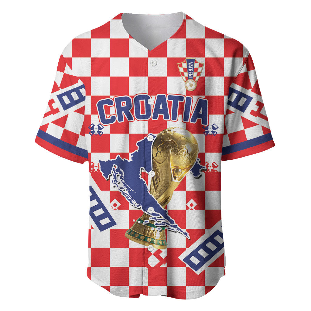 Custom World Football Croatia Baseball Jersey Fearless Red Check Power