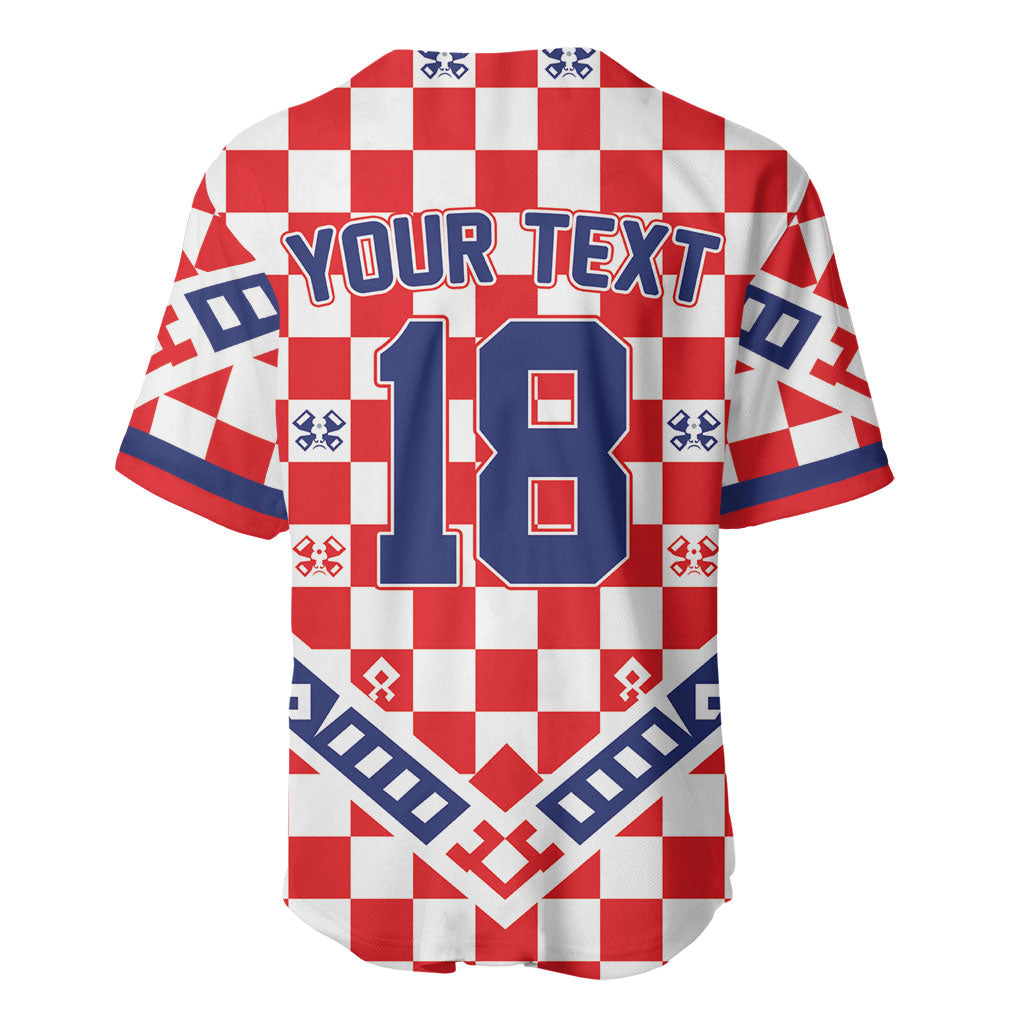 Custom World Football Croatia Baseball Jersey Fearless Red Check Power