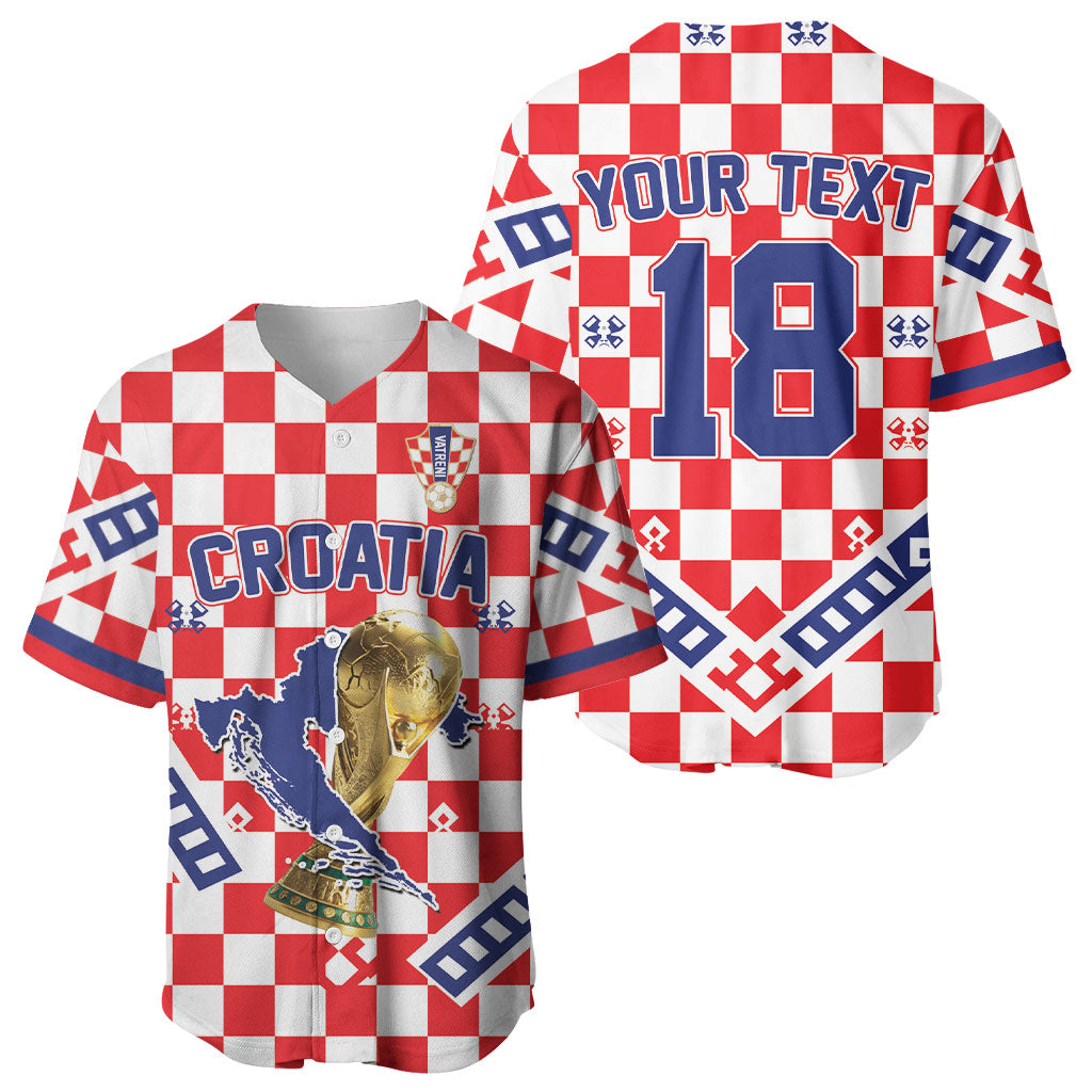 Custom World Football Croatia Baseball Jersey Fearless Red Check Power