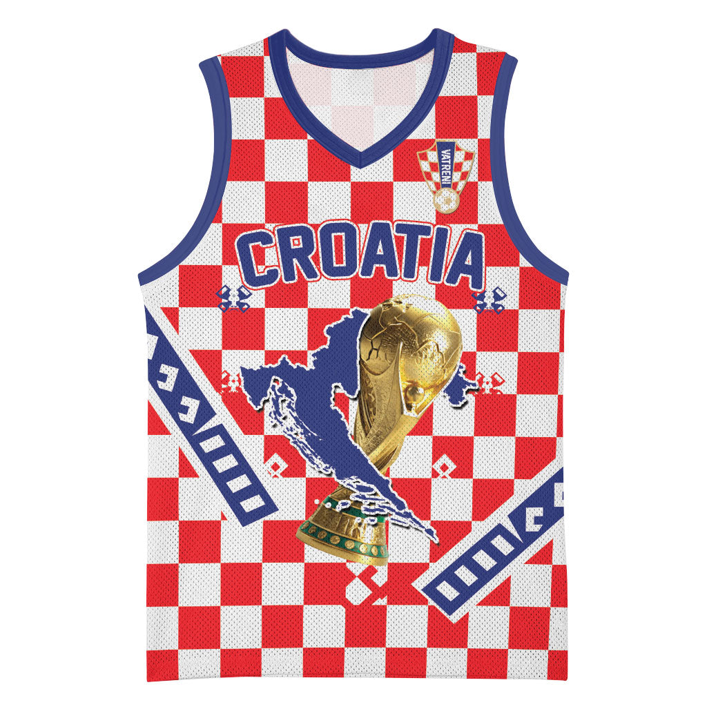Custom World Football Croatia Basketball Jersey Fearless Red Check Power