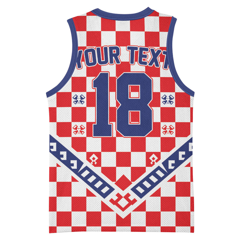 Custom World Football Croatia Basketball Jersey Fearless Red Check Power