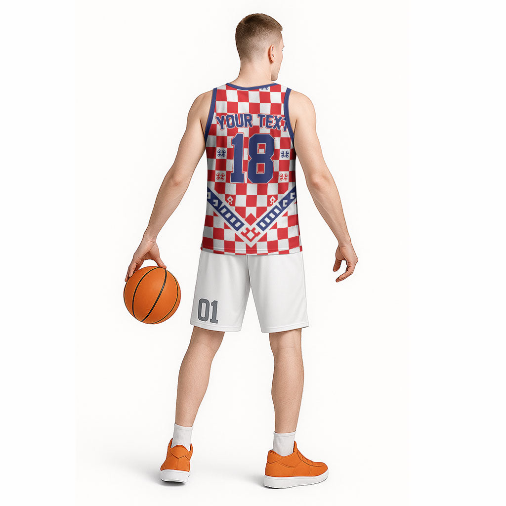Custom World Football Croatia Basketball Jersey Fearless Red Check Power