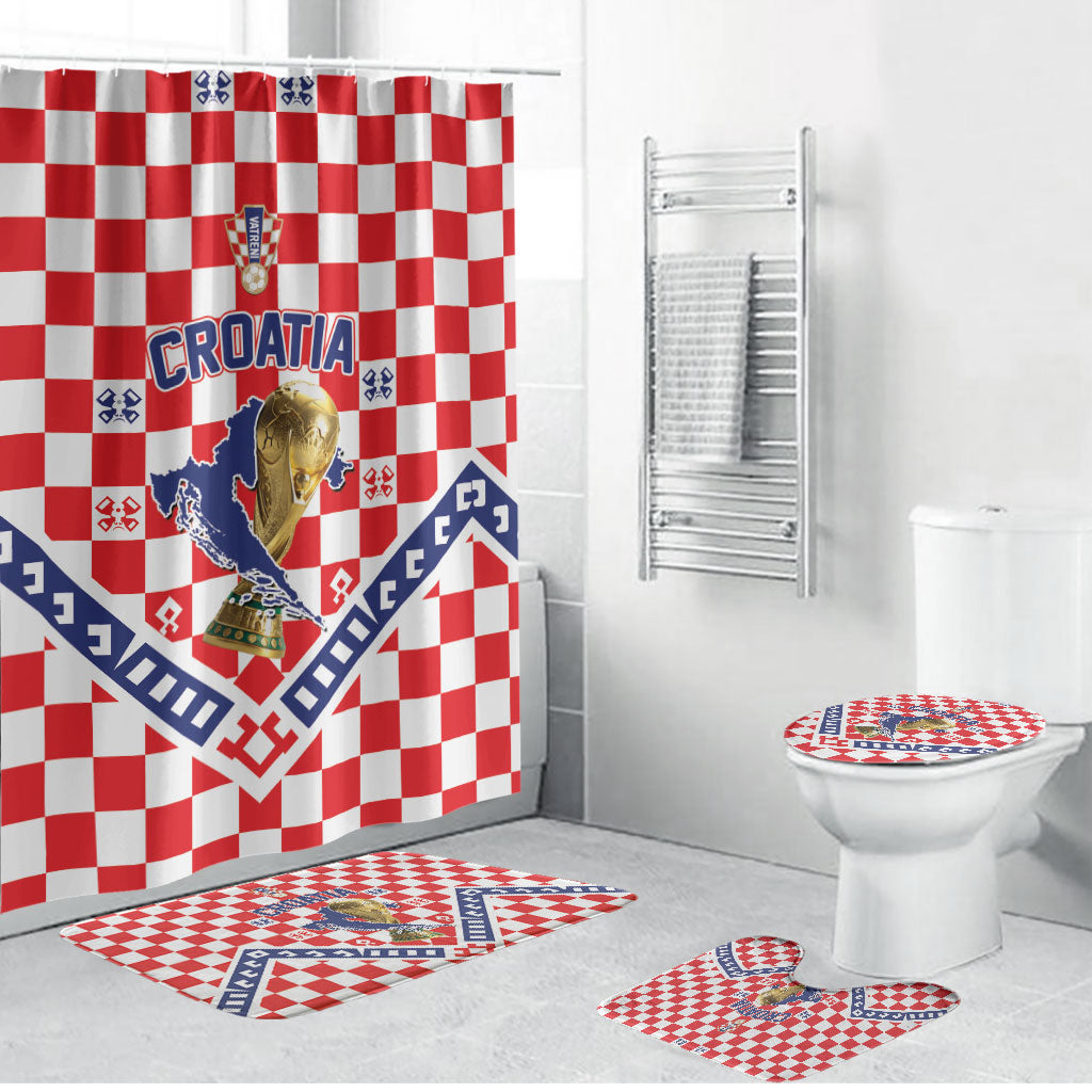 World Football Croatia Bathroom Set Fearless Red Check Power