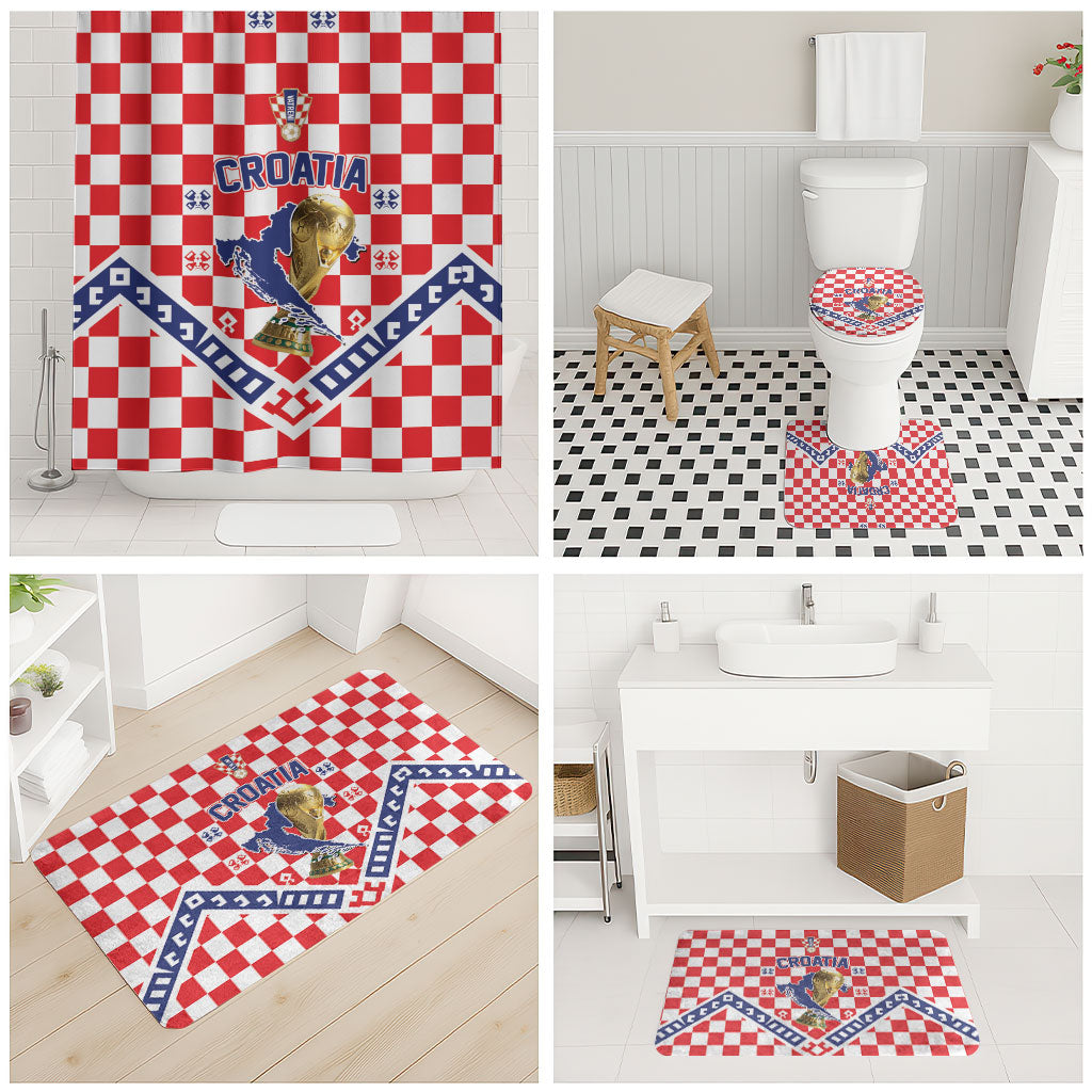 World Football Croatia Bathroom Set Fearless Red Check Power