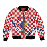 Custom World Football Croatia Bomber Jacket Fearless Red Check Power