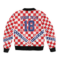 Custom World Football Croatia Bomber Jacket Fearless Red Check Power