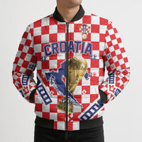 Custom World Football Croatia Bomber Puffer Jacket Fearless Red Check Power