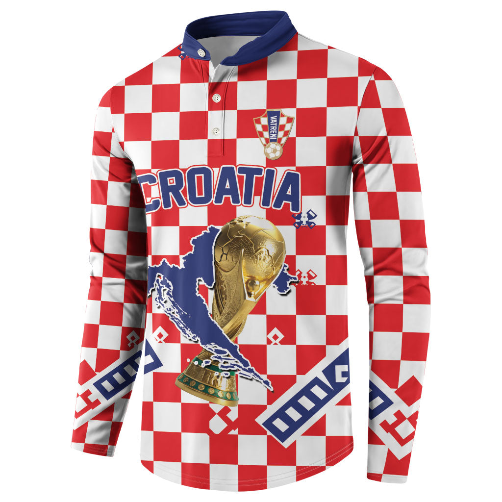 Custom World Football Croatia Button Sweatshirt Fearless Red Check Power