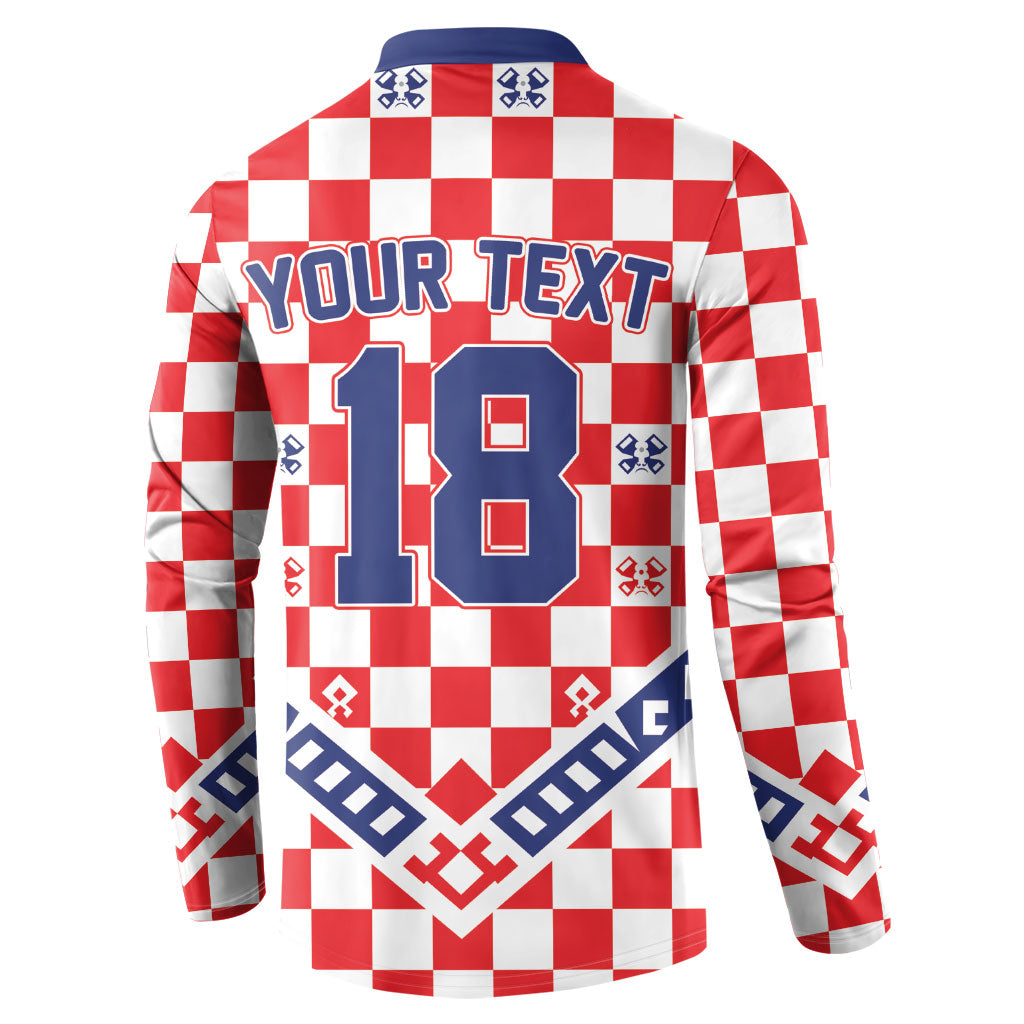 Custom World Football Croatia Button Sweatshirt Fearless Red Check Power
