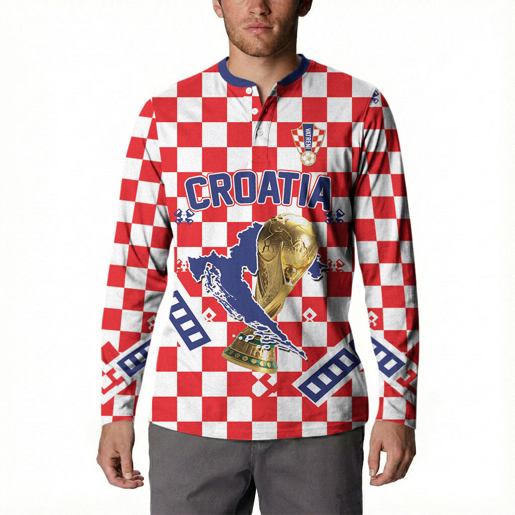 Custom World Football Croatia Button Sweatshirt Fearless Red Check Power