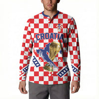 Custom World Football Croatia Button Sweatshirt Fearless Red Check Power
