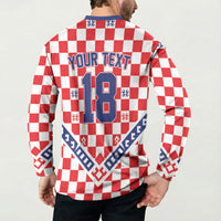 Custom World Football Croatia Button Sweatshirt Fearless Red Check Power