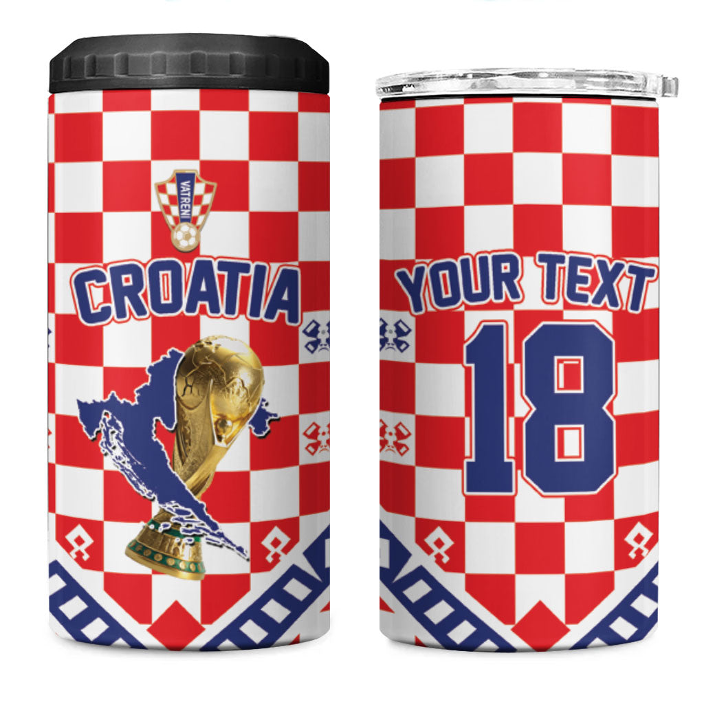 Custom World Football Croatia 4 in 1 Can Cooler Tumbler Fearless Red Check Power