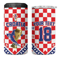 Custom World Football Croatia 4 in 1 Can Cooler Tumbler Fearless Red Check Power