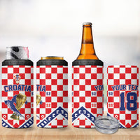 Custom World Football Croatia 4 in 1 Can Cooler Tumbler Fearless Red Check Power