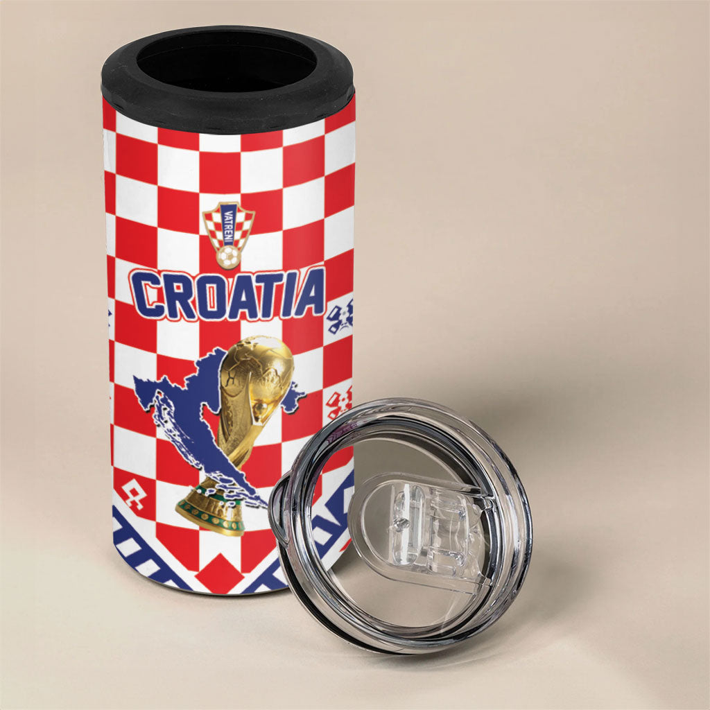 Custom World Football Croatia 4 in 1 Can Cooler Tumbler Fearless Red Check Power