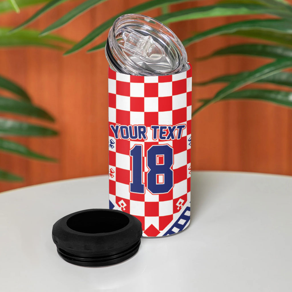 Custom World Football Croatia 4 in 1 Can Cooler Tumbler Fearless Red Check Power