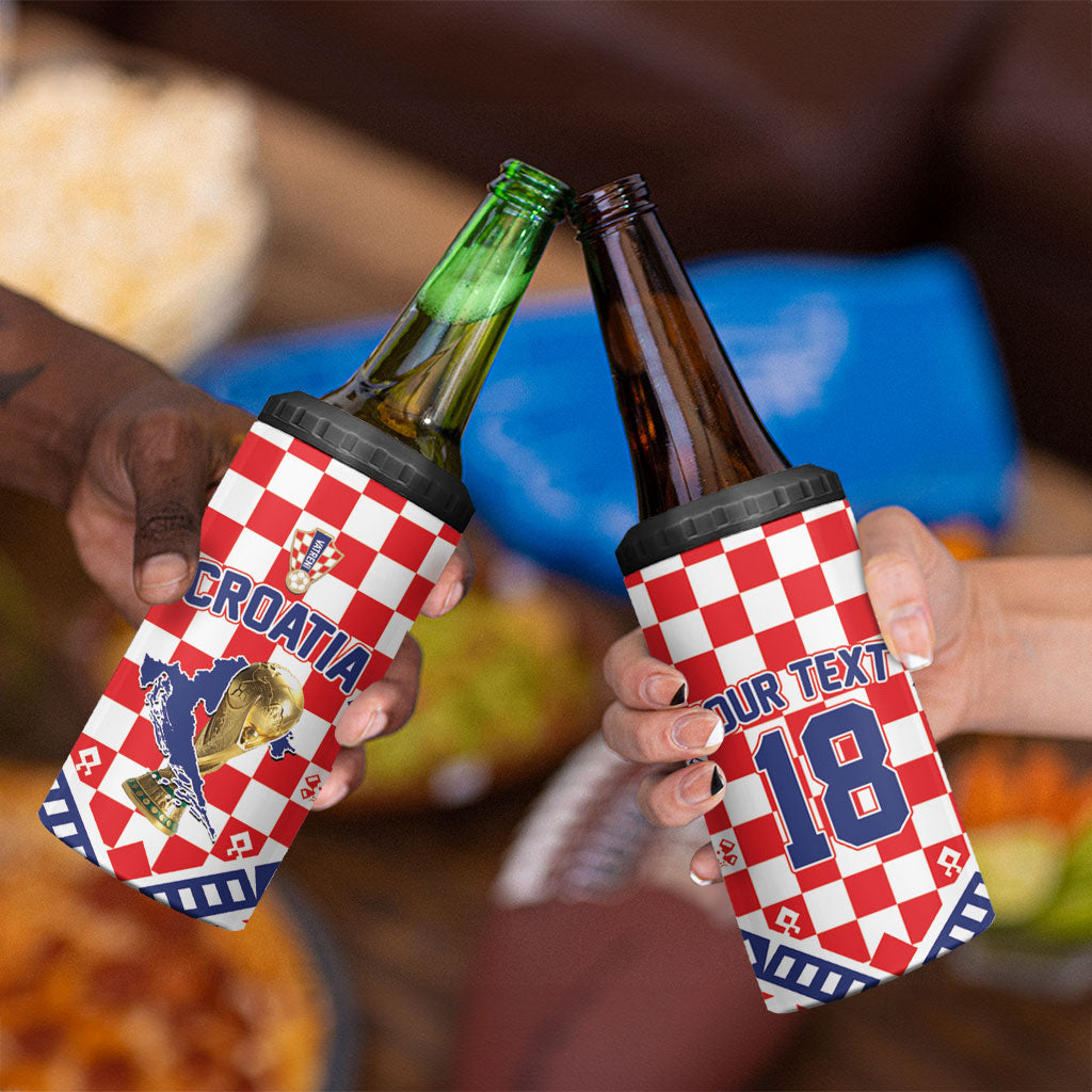 Custom World Football Croatia 4 in 1 Can Cooler Tumbler Fearless Red Check Power
