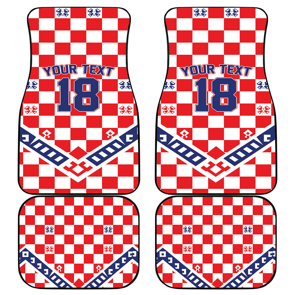Custom World Football Croatia Car Mats Fearless Red Check Power
