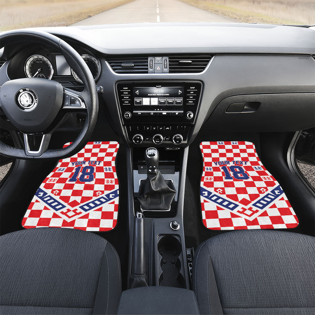 Custom World Football Croatia Car Mats Fearless Red Check Power