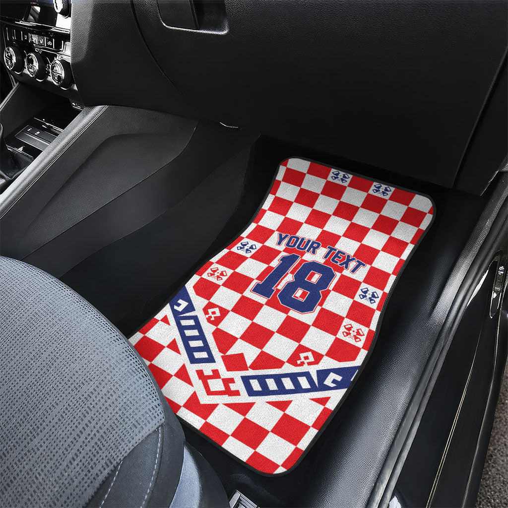 Custom World Football Croatia Car Mats Fearless Red Check Power