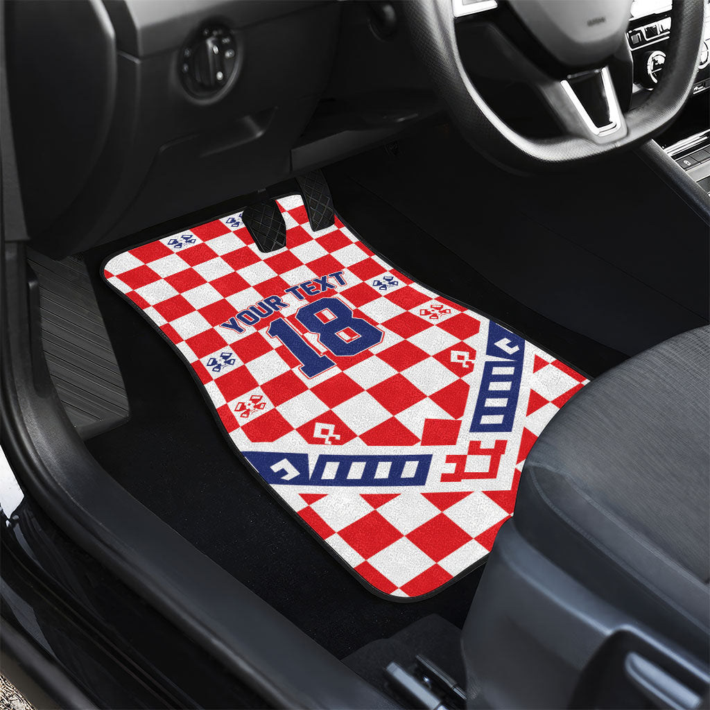 Custom World Football Croatia Car Mats Fearless Red Check Power