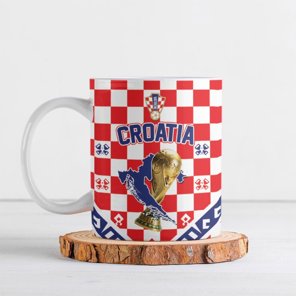 Custom World Football Croatia Ceramic Mug Fearless Red Check Power