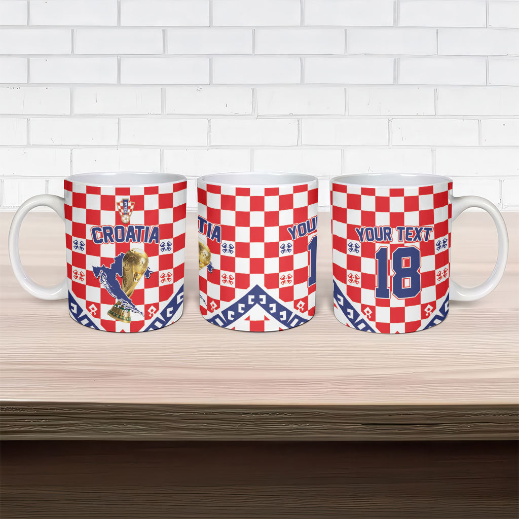 Custom World Football Croatia Ceramic Mug Fearless Red Check Power