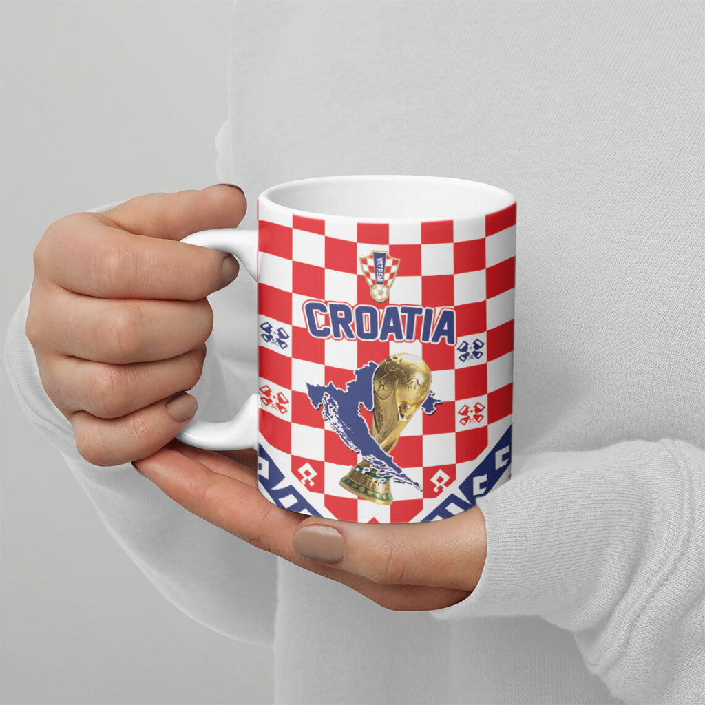 Custom World Football Croatia Ceramic Mug Fearless Red Check Power