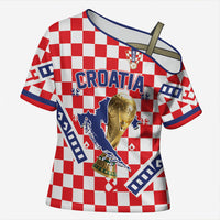 Custom World Football Croatia Cross Shoulder Shirt Fearless Red Check Power