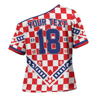 Custom World Football Croatia Cross Shoulder Shirt Fearless Red Check Power