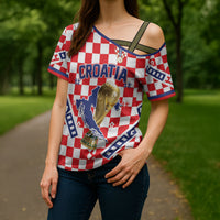 Custom World Football Croatia Cross Shoulder Shirt Fearless Red Check Power