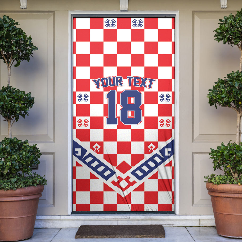 Custom World Football Croatia Door Cover Fearless Red Check Power
