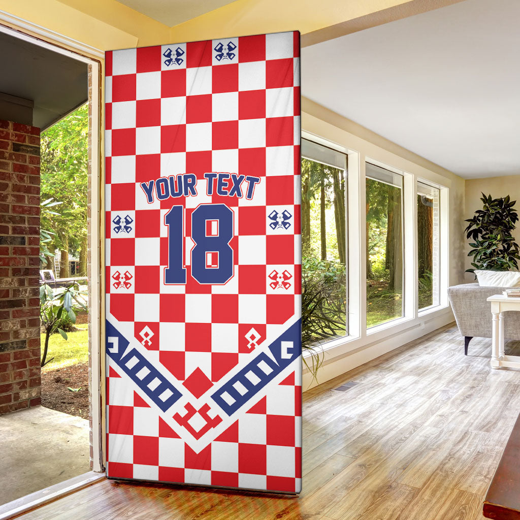 Custom World Football Croatia Door Cover Fearless Red Check Power