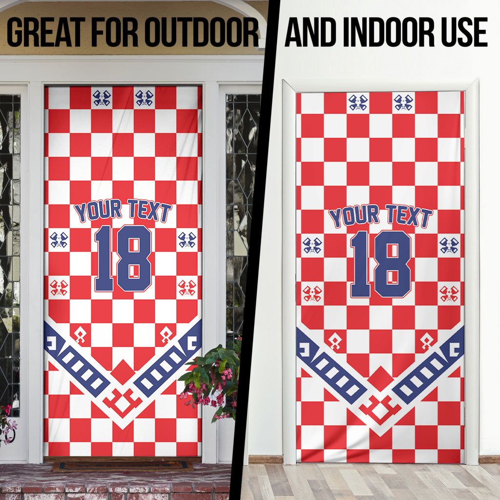 Custom World Football Croatia Door Cover Fearless Red Check Power