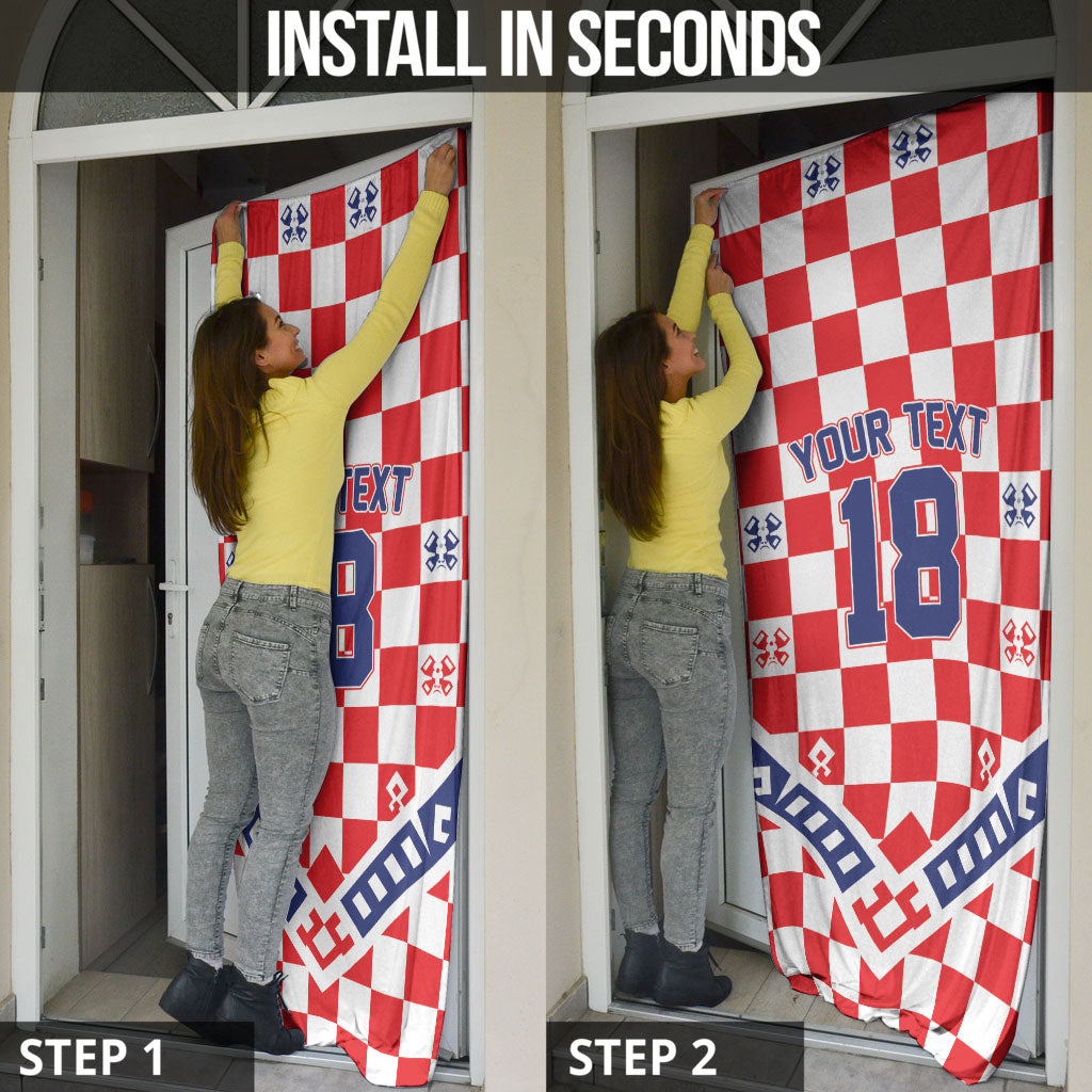 Custom World Football Croatia Door Cover Fearless Red Check Power