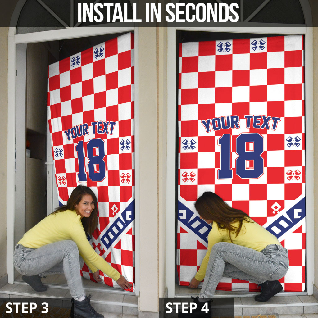 Custom World Football Croatia Door Cover Fearless Red Check Power