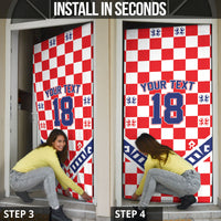 Custom World Football Croatia Door Cover Fearless Red Check Power