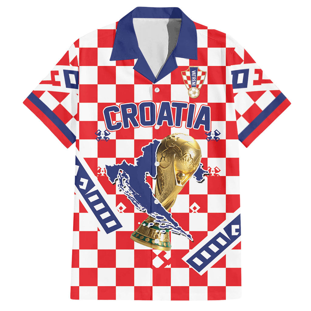 Custom World Football Croatia Hawaiian Shirt Fearless Red Check Power