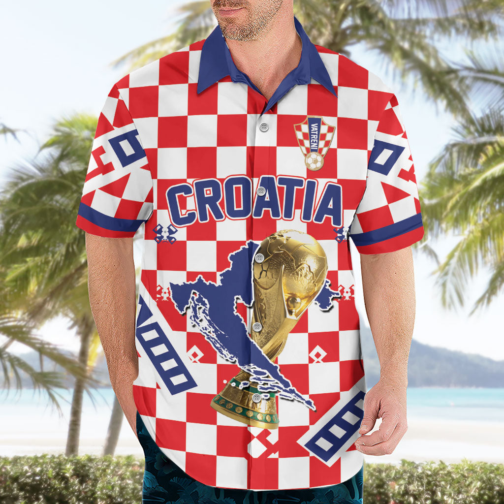 Custom World Football Croatia Hawaiian Shirt Fearless Red Check Power