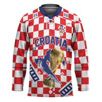 Custom World Football Croatia Hockey Jersey Fearless Red Check Power