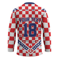 Custom World Football Croatia Hockey Jersey Fearless Red Check Power